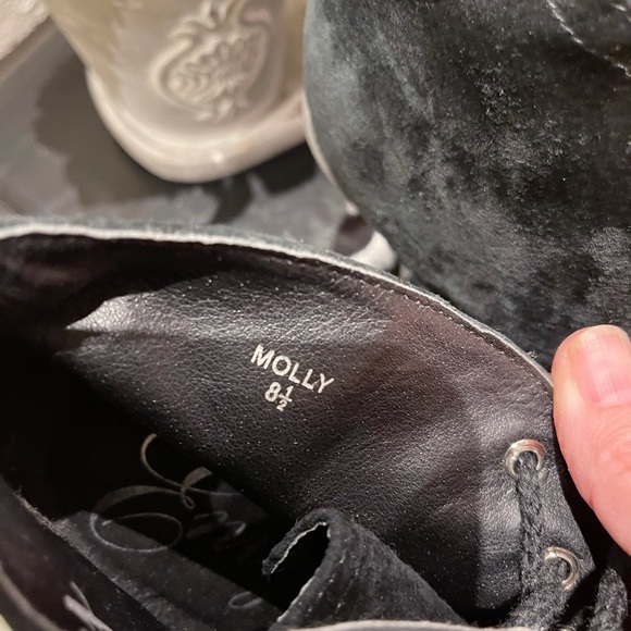 Envy Heeled Black Suede Tie Up Ankle Boots - Picture 16 of 16